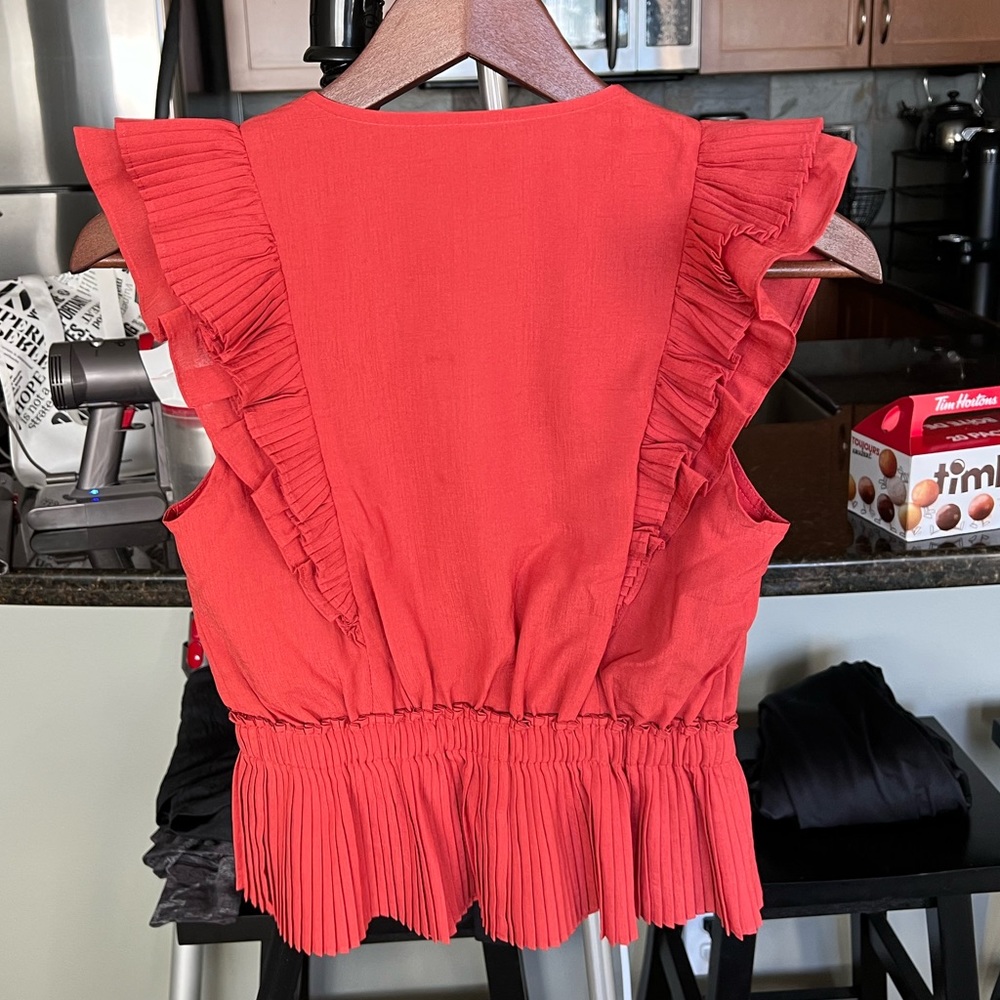 Express Rust Orange Ruffle Blouse - Picture 2 of 2